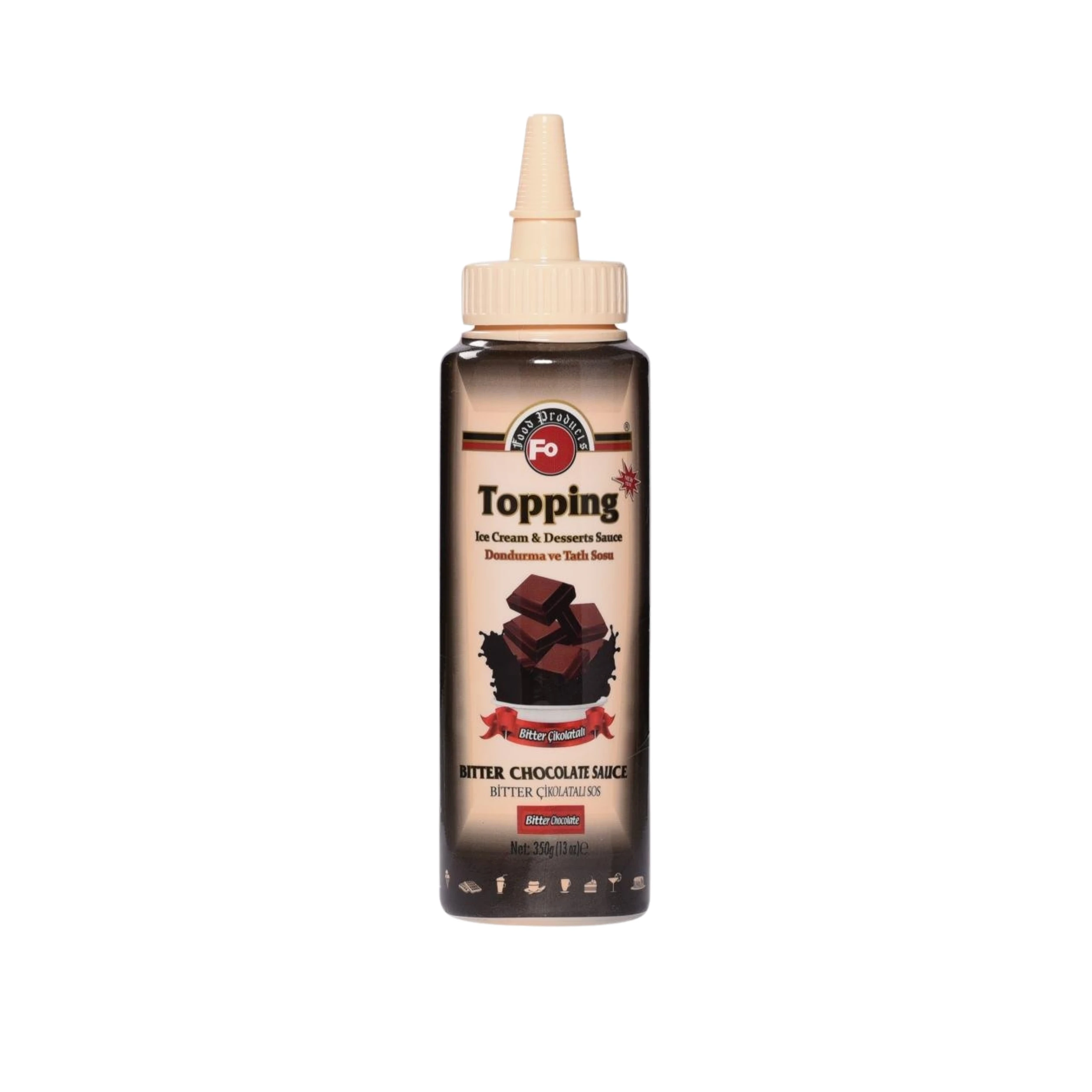 Fo Chocolate Bitter Topping Ice Cream Sauce 350 gr High Quality Made in Turkey Hot Sale Ice Cream Ice Cream Products