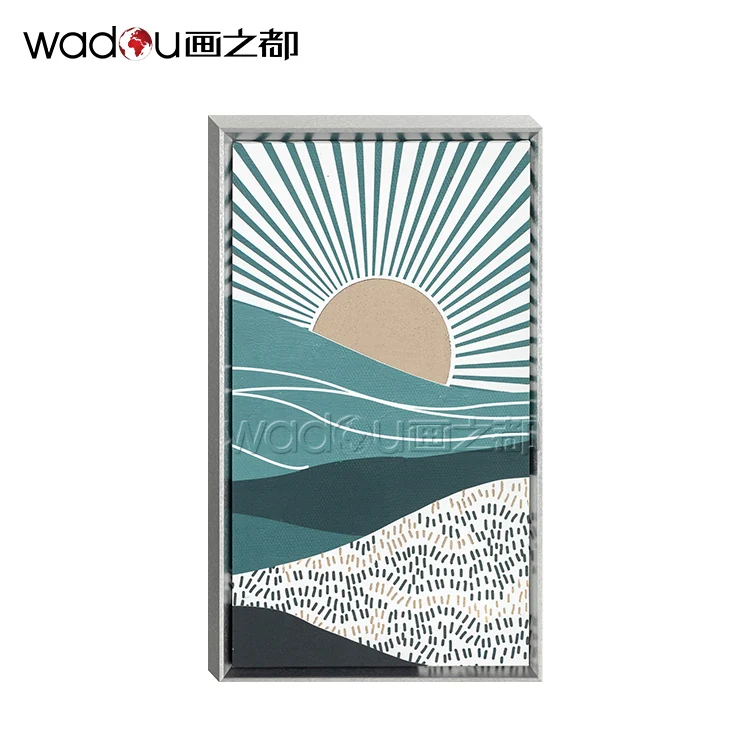 Small size outer framed wall art sunrise abstract painting for home decor