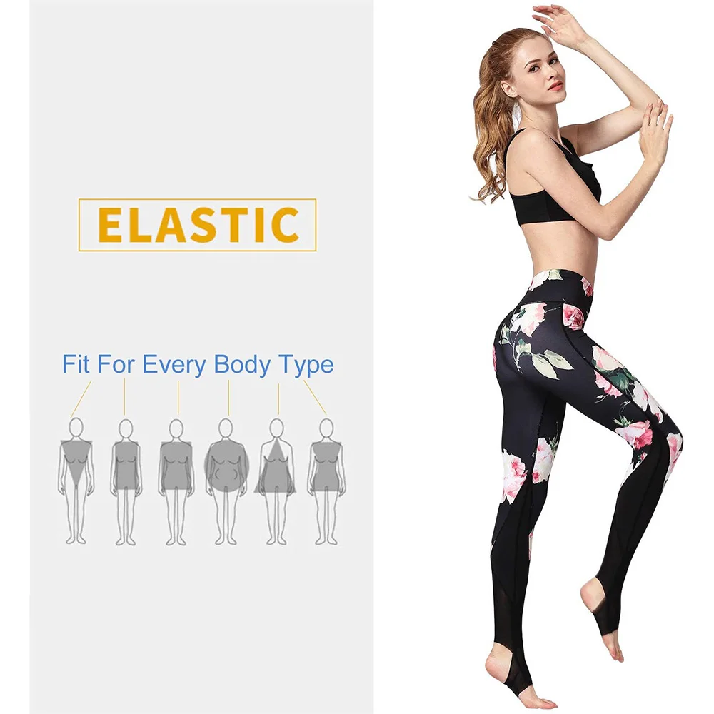 Sublimated Stirrup Compression Leggings, Stylish and Functional Activewear Crossover Waist Leggings for Workout