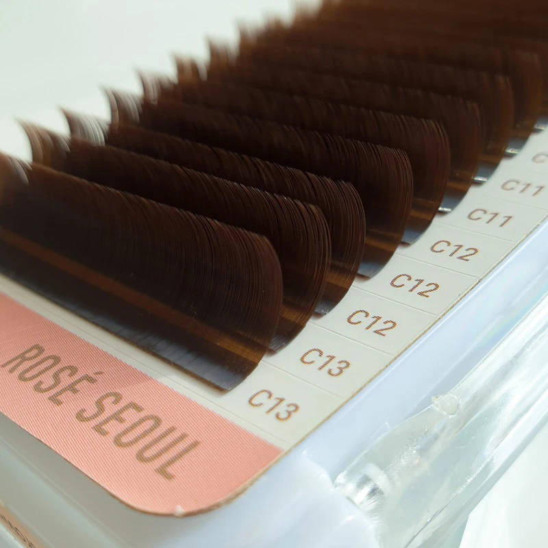 100% Handmade Brown collection DARK Brown LIGHT Brown Choco Brown 0.07 Volume Eyelash Brown L curl L+ curl M curl V curl