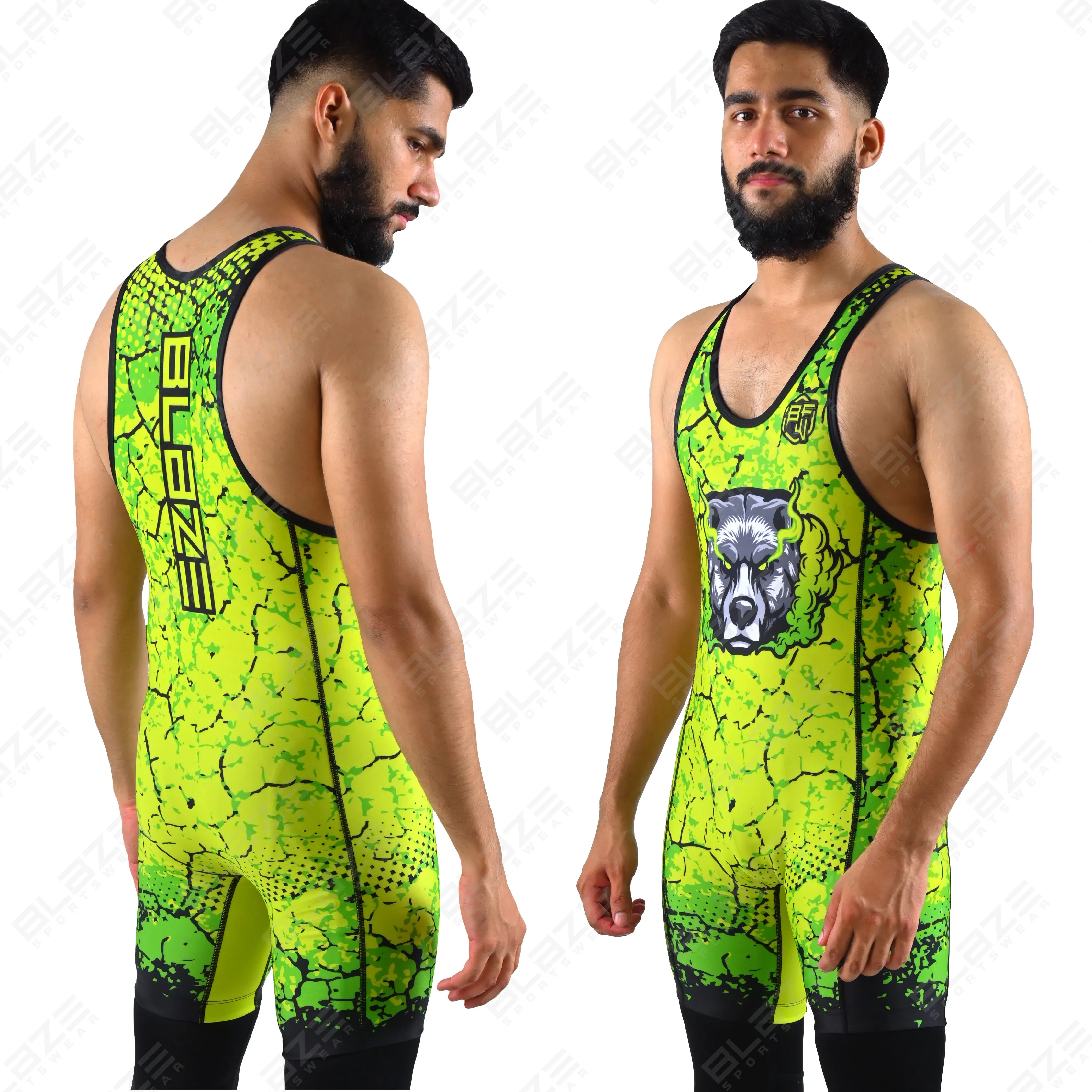 OEM Custom Knitted Powerlifting Singlet Plus Size Wrestling Gear with Washed Technics Wholesale GYM Weightlifting Singlet