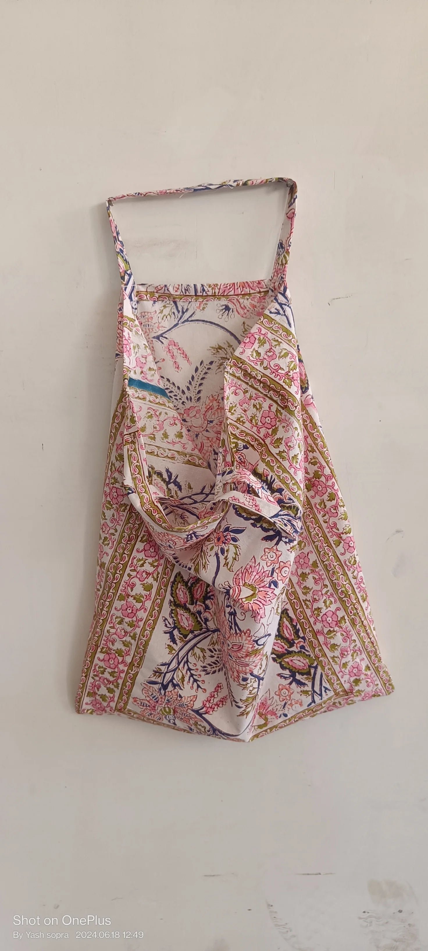 Hand Block Printed Cotton Beach Bag Quilted Large Gypsy Tote Purse Bohemian Carry shoulder bag