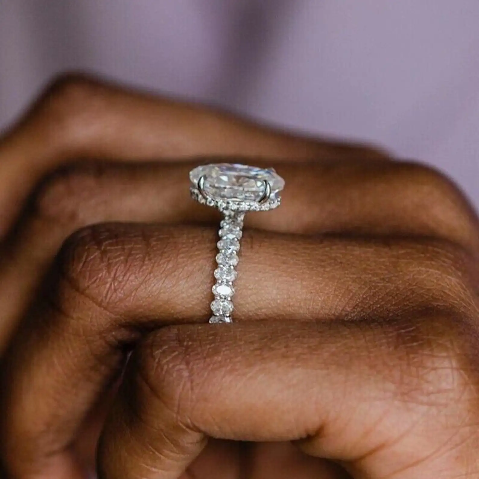 3.00 CT Elongated Oval Cut Moissanite Diamond Ring, 18K Solid Gold Engagement Ring