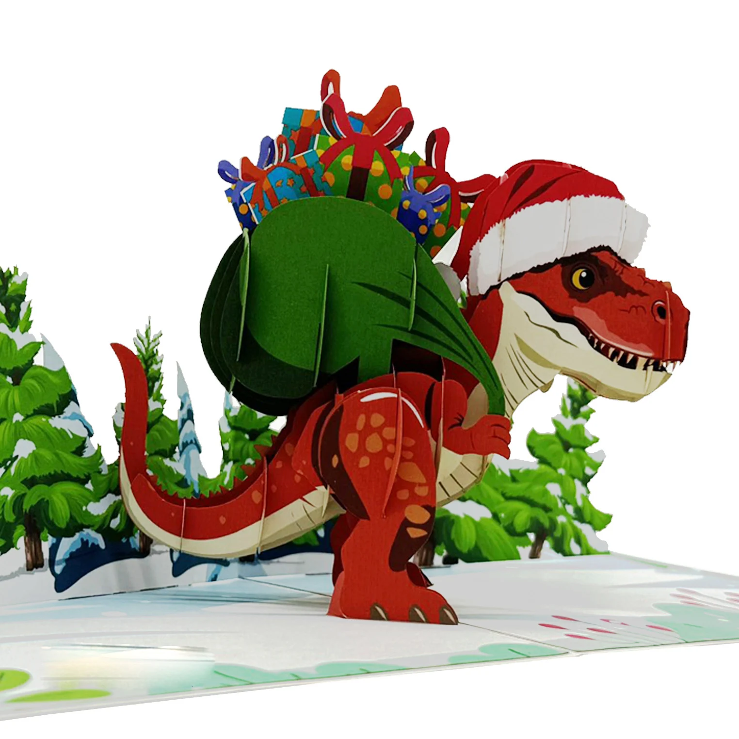 T-rex Dinosaur Noel 3D Pop Up Card Gifts & Crafts Custom Design Handicraft Paper Crafts From Vietnam Top Trending Best Price