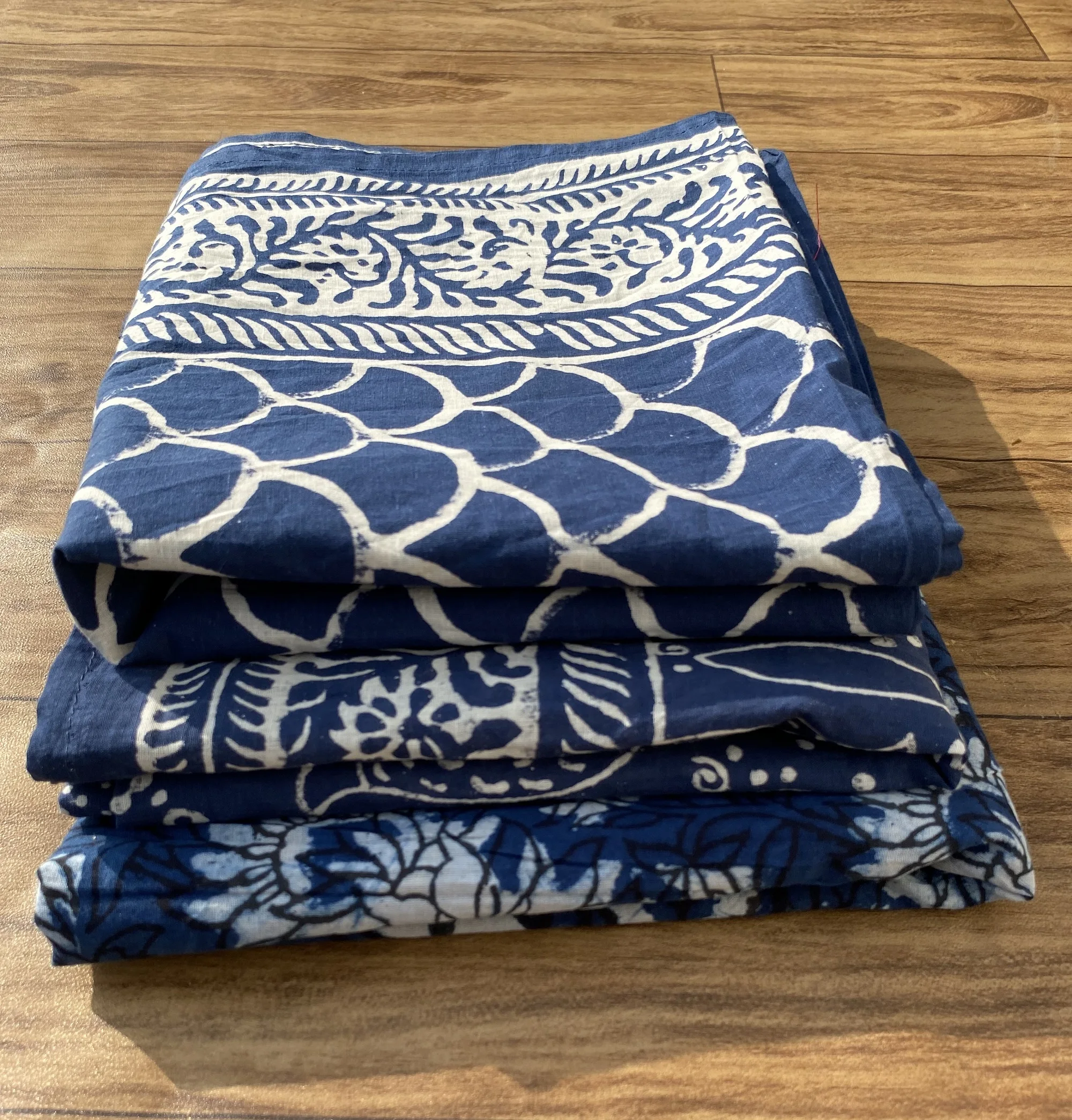 Premium Quality Indigo Blue Block Print Bohemian Pareo Wrap Sarongs Beach Cover Up Summer Scarves  Wholesale Price Sarong