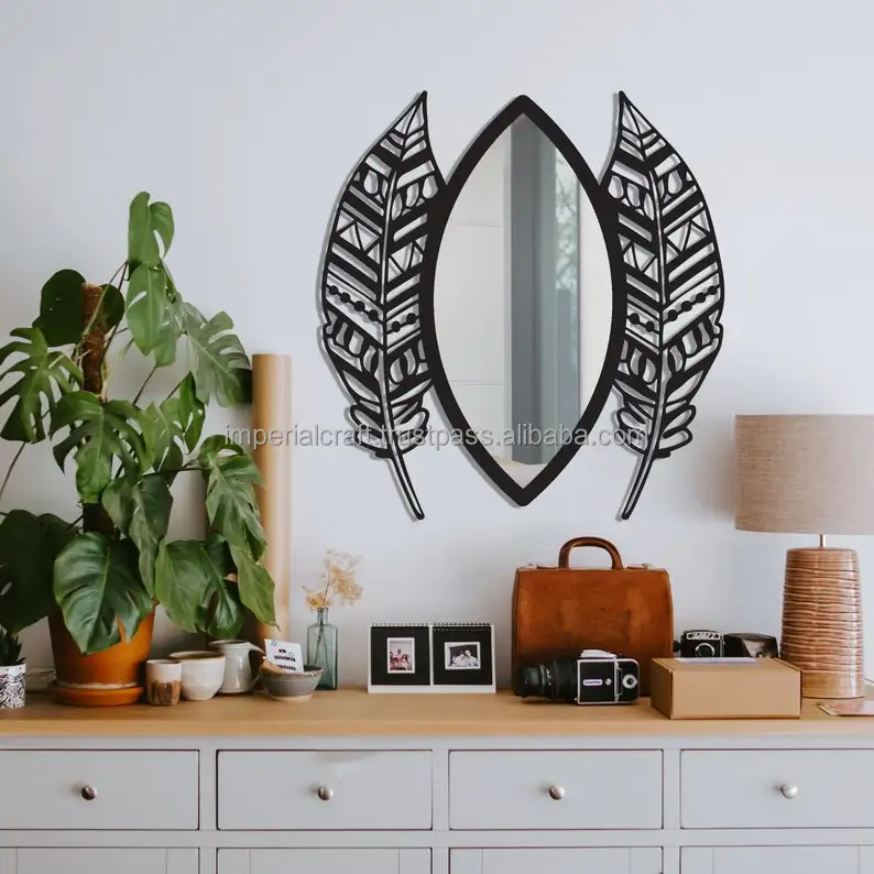 new top selling home decor metal wall mirror frame new leafy design wall hanging mirror frame for home & hotel