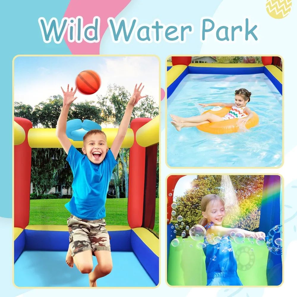 Inflatable Doctor Dolphin Playground Backyard Fun Zone Wild Water Park Games With Pool slide