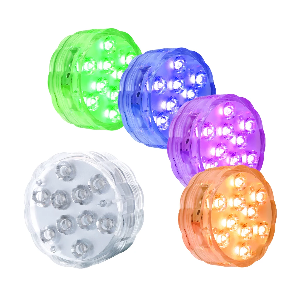Small Puck Light Remote LED Puck Battery Powered Underwater Lights Fish Tank Pool Color Changing LED Submersible Light