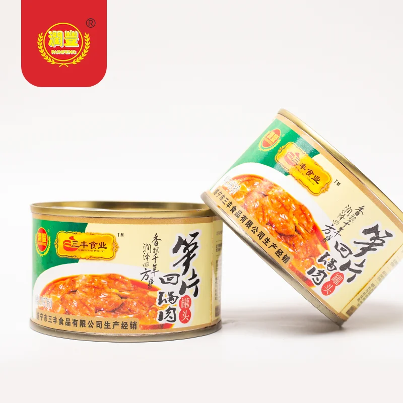 Pork twice-cooked pork canned Sliced pork with bamboo shoots canned food198g