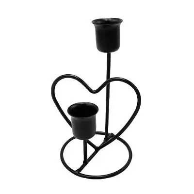 Heart Shaped Candle Holder for Home Hotel & Tableware Candlestick Stand Black Color Modern Design Metal Candles Holder Metal jar