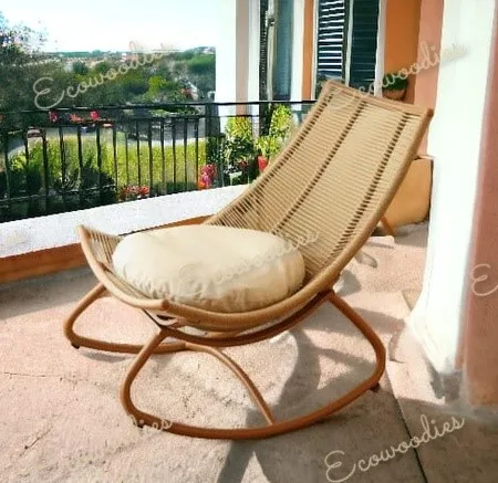 Antique Natural Rocking Chair for Elderly Comfortable Backrest Relaxing Bamboo Wicker Armchair For Living Room Indoor Outdoor