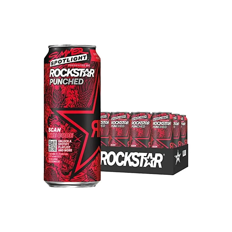 Rockstar Punched Energy Drink, Fruit Punch, 16oz Cans (12 Pack)