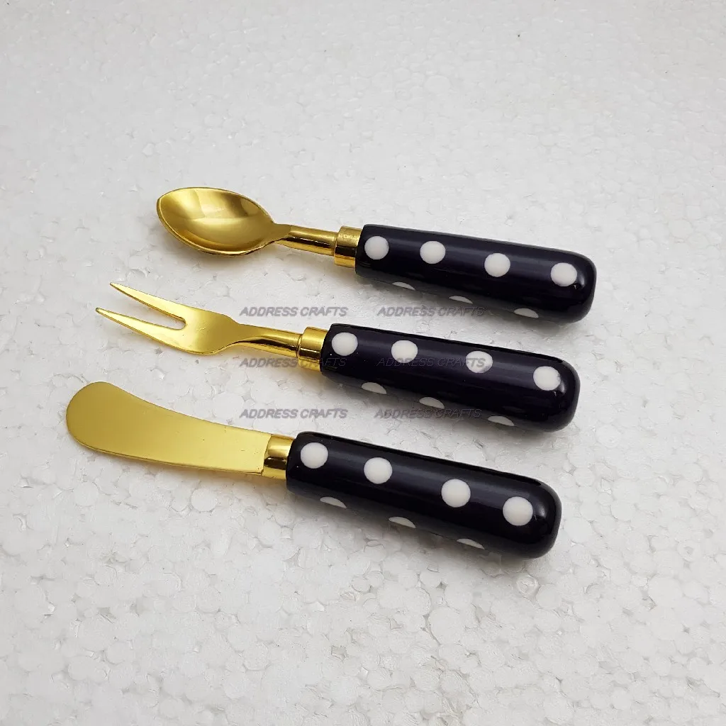 Latest Design Stainless Steel Flatware Cutlery Set Blue And White Color Resin Handle Home and kitchenware Used Tableware Cutlery