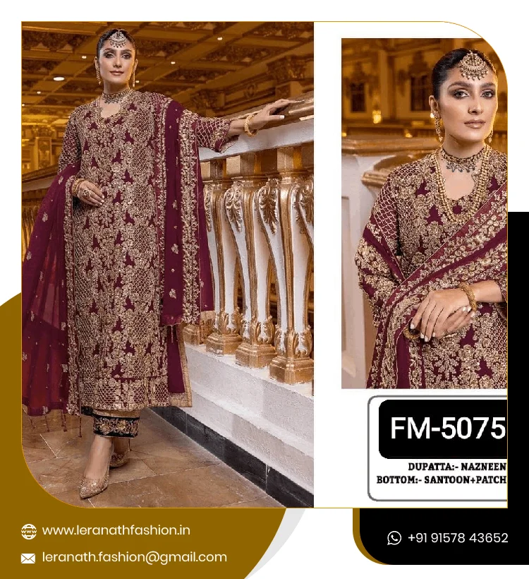 Latest Exclusive Fox Georgette With Coding Sequence Embroidery+ Work With Stone Work Ladies Suit Supplier