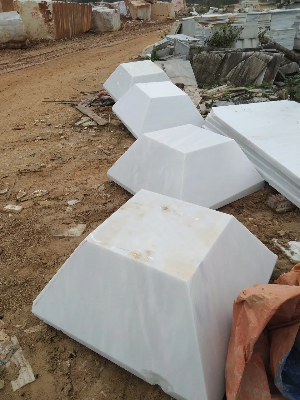 Square Bowl 32 inch grey white dolomite marble stone made in Viet Nam