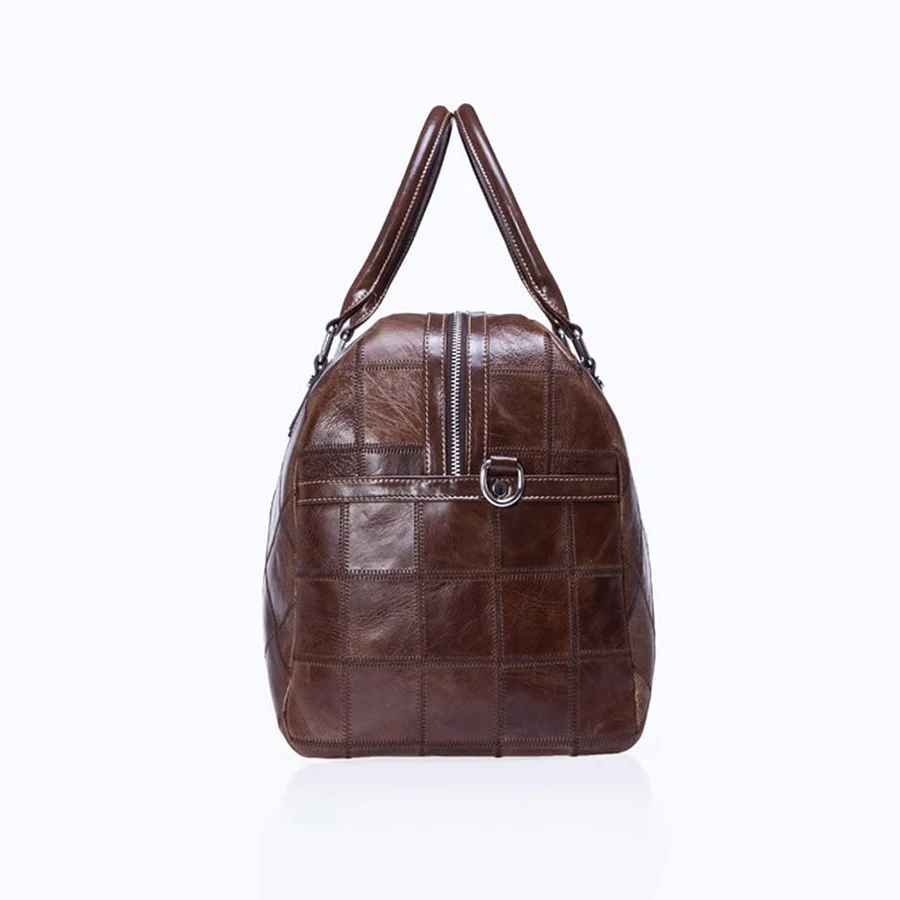 Wholesale price Custom Men Vegetable tanned leather duffel bags cowhide lamb leather Retro gym bags for sale