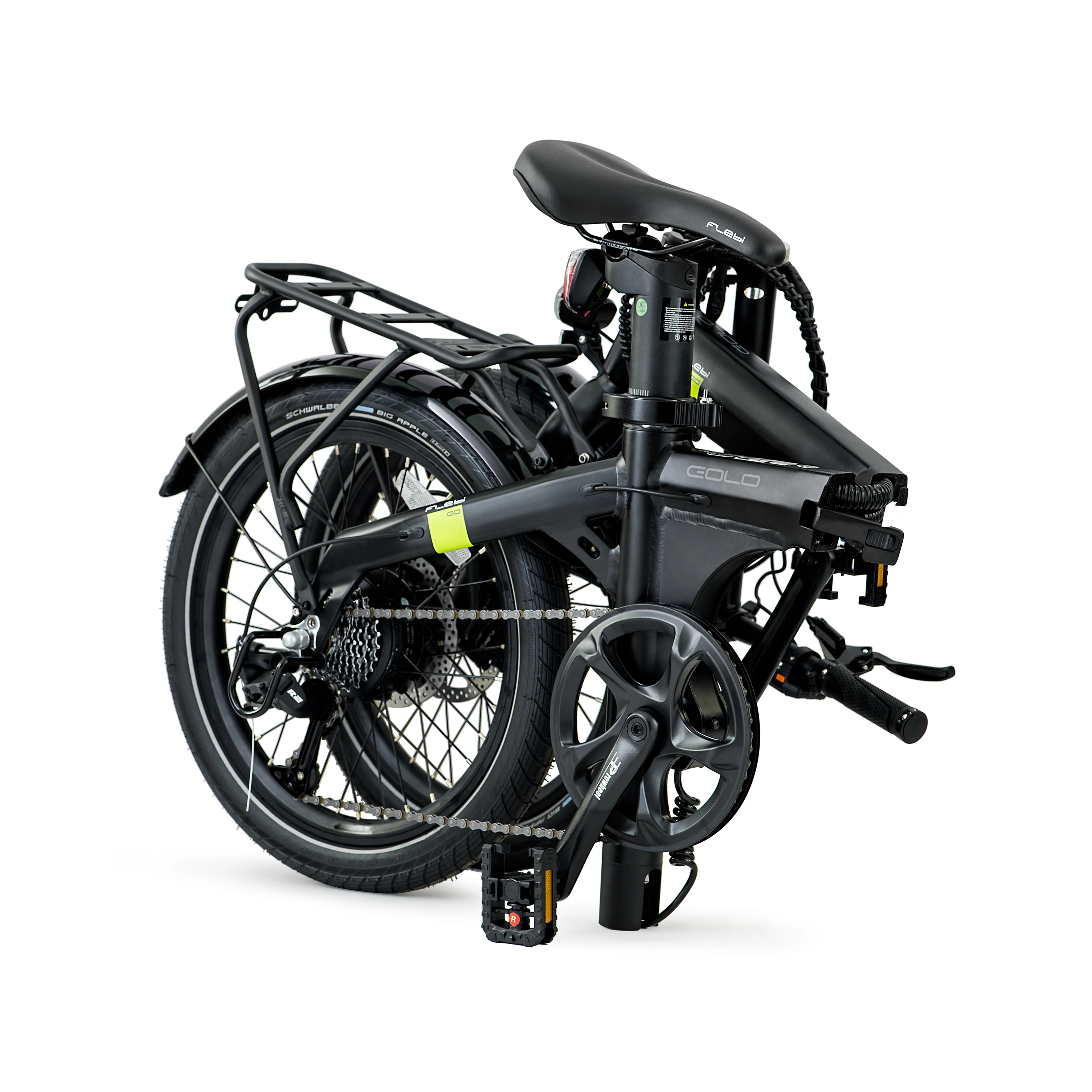 Folding Urban Ebike Flebi Eolo Black Lime Batterie 10Ah 20 Inch Wheels 70km Autonomie