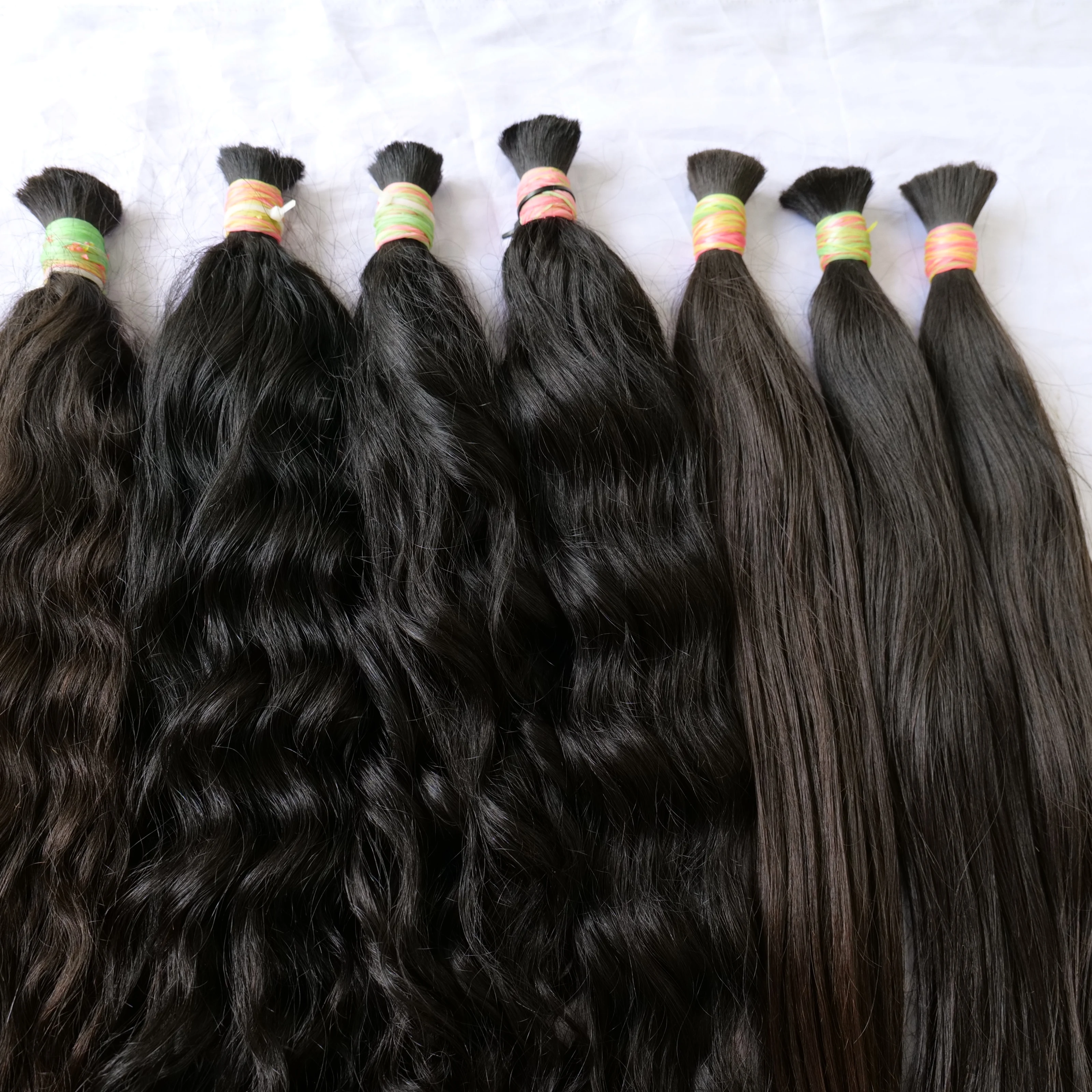 Raw human hair unprocessed virgin hair natural bulk south Indian temple human hair extensions