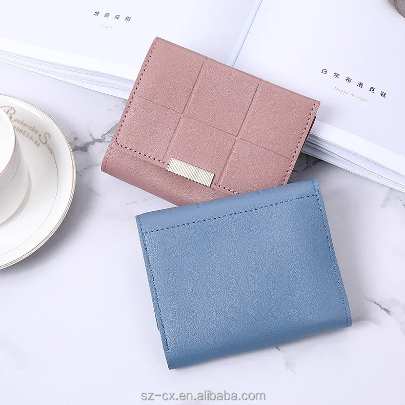 Casual fashionable women girl business leisure short wallet card holder pu leather mini coin purse multicard wallet