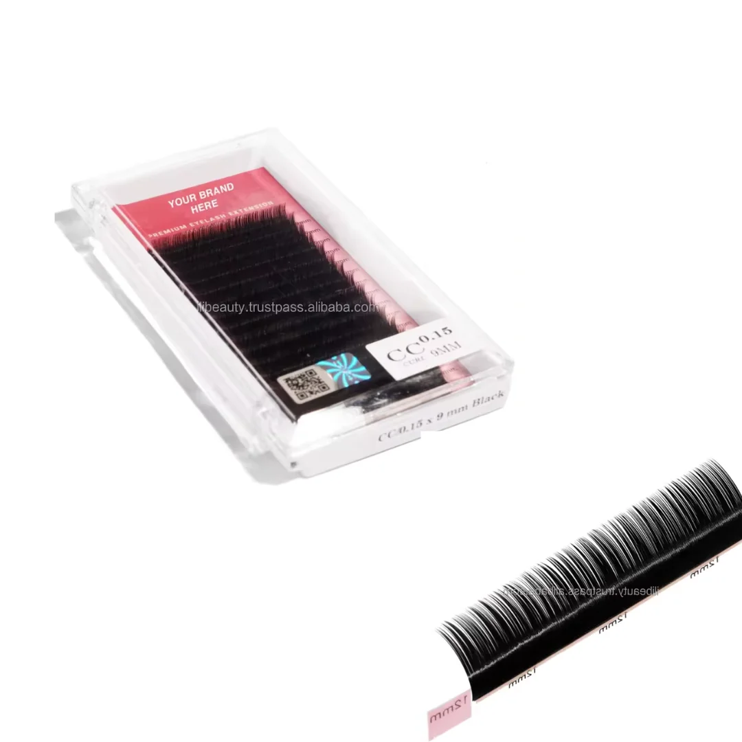 High Quality Individual Eyelash Extension Natural 0.03mm/0.05mm/0.07mm Handmade Soft Silk Volume Dark Matte Faux Mink Eyelashes