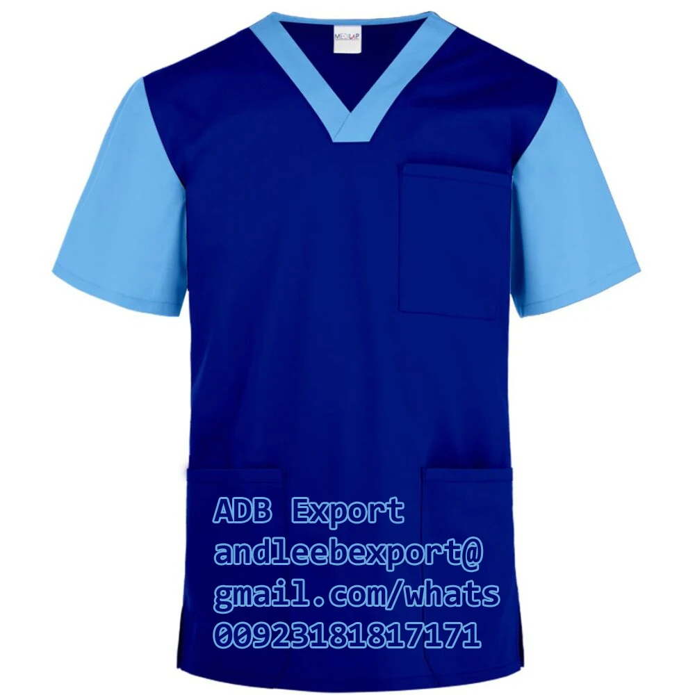 Unisex Fashion Medical Scrubs Sets Stretchy SMS Material Hospital Gown for Doctors Nurses Dentists Beauty Salon Spa Workers