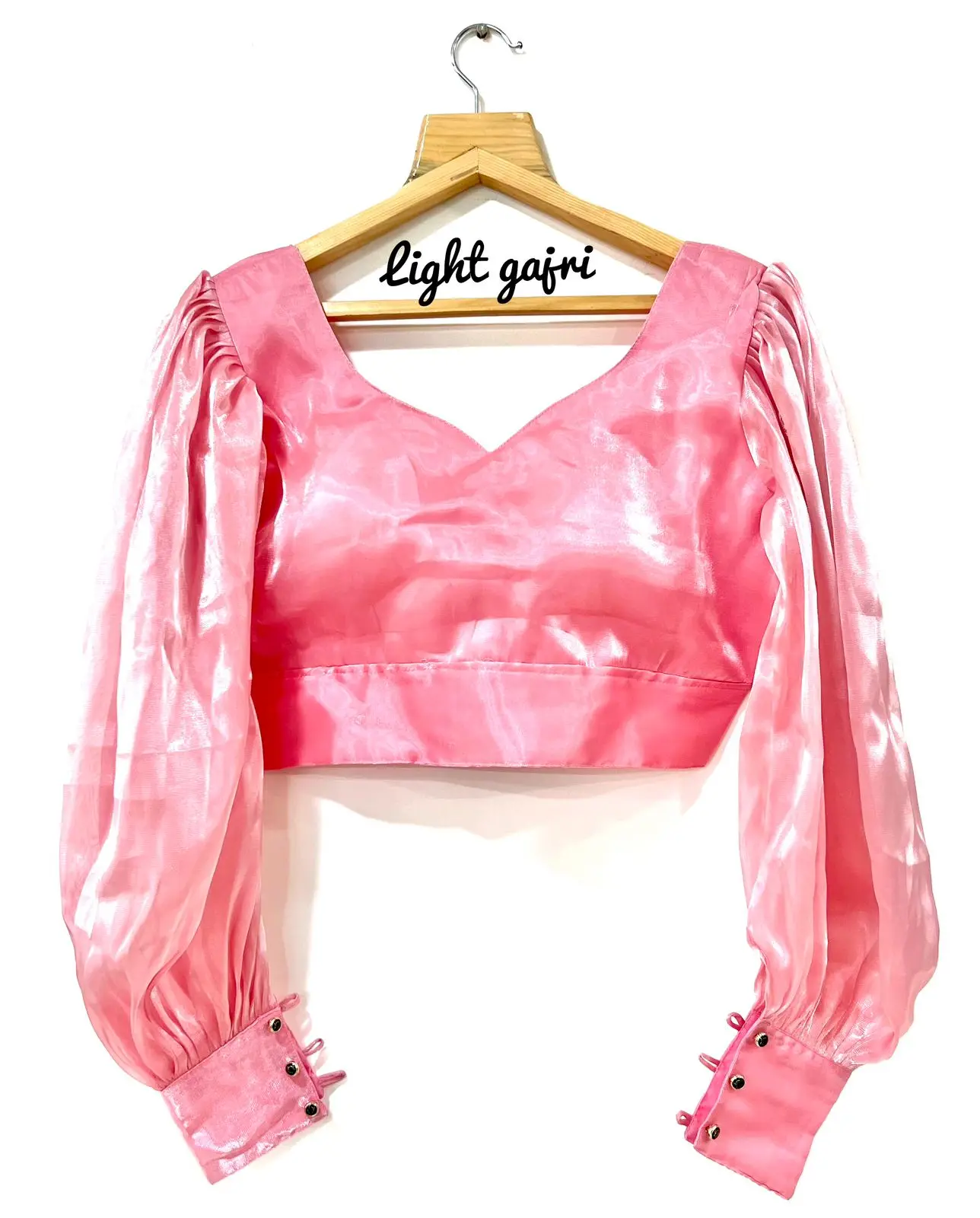 Women Tops Fashionable Cute Silk Casual Long Sleeve Blouses Elegant Crop Tops with Back open pattern with hook stitched women