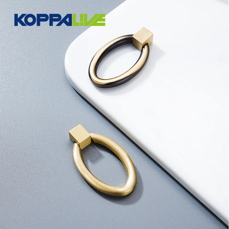 Koppalive matte brass ring pulls gold and black brass dresser drawer knobs universal furniture kitchen cabinet handle