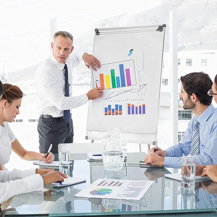 Portable foldable tripod flipchart board height adjustable mobile magnetic flipchart presentation easel for office classroom