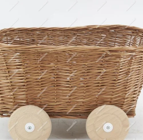 Children Pretend Toys Miniature Handcrafted Stroller Rattan Doll Furniture Baby Doll Cribs Cradle at Wholesale Price