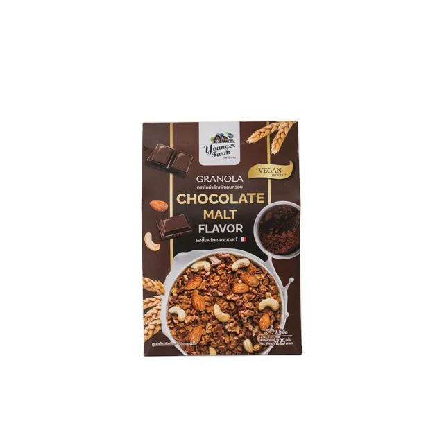 Premium Quality Granola Afternoon Tea series 225g Chocolate Malt Healthy Cereal Baked Crunch Granola Product of Thailand