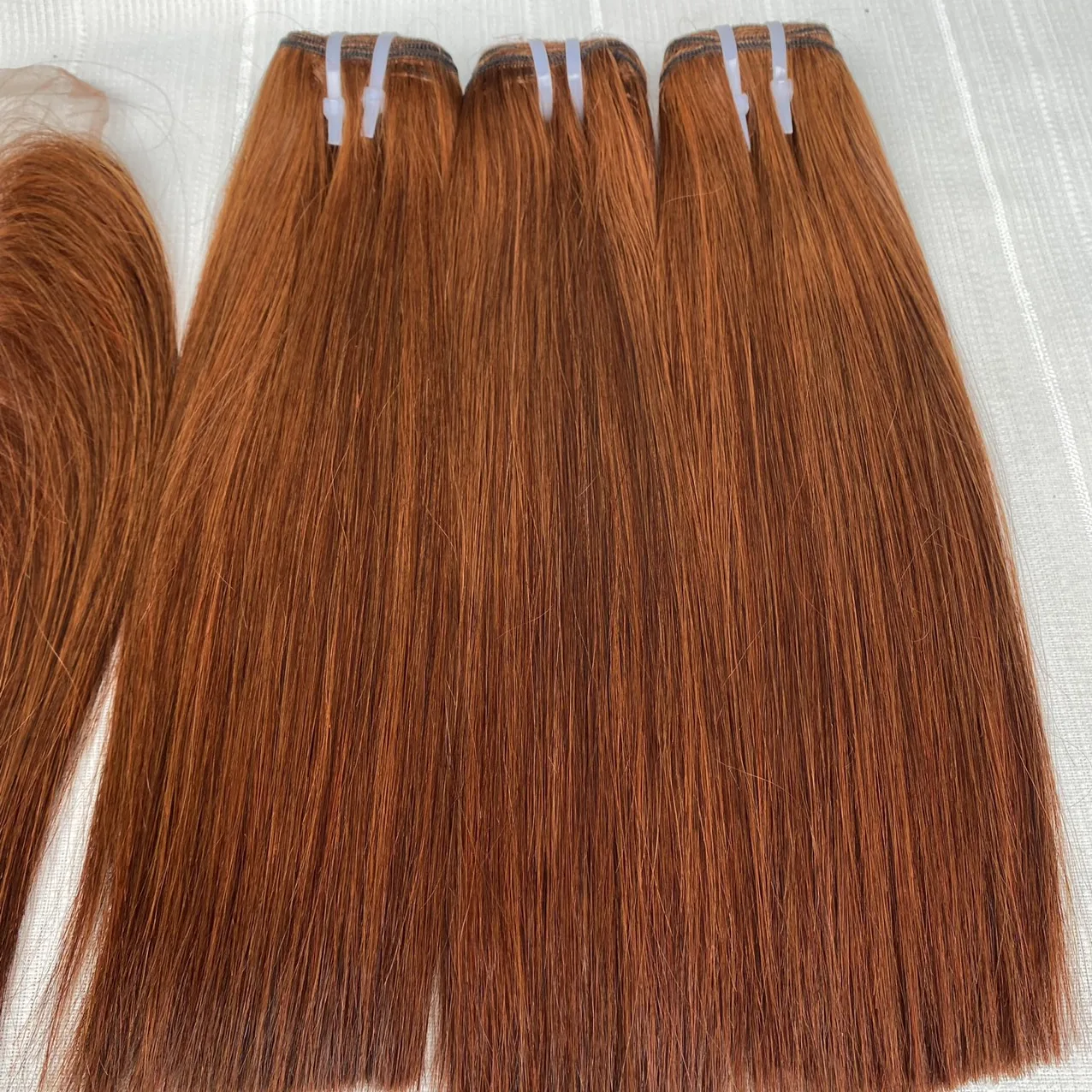 100% Vietnamese Human Hair Bone Straight Bundles  brown hair color with closure