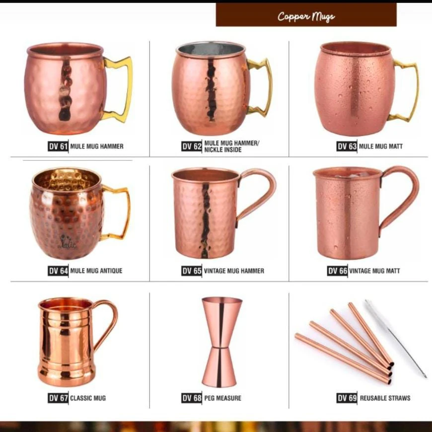 100% Pure Copper Cup Handmade Moscow Copper Mule Mug Gift Set of four pcs