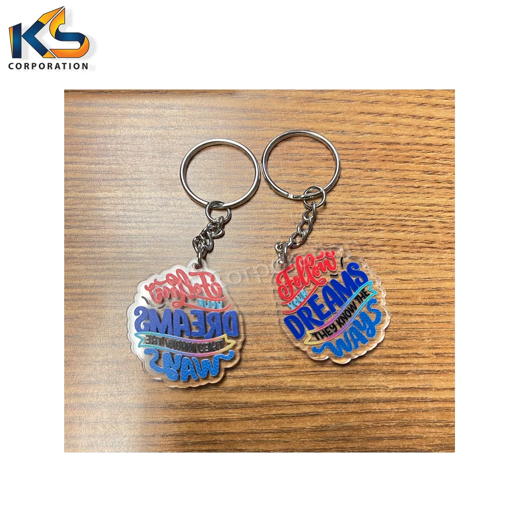Custom Wholesale Eco Plastic Clear Acrylic Keychain For Birthday Gift Custom Cartoon Character Printed Keychain