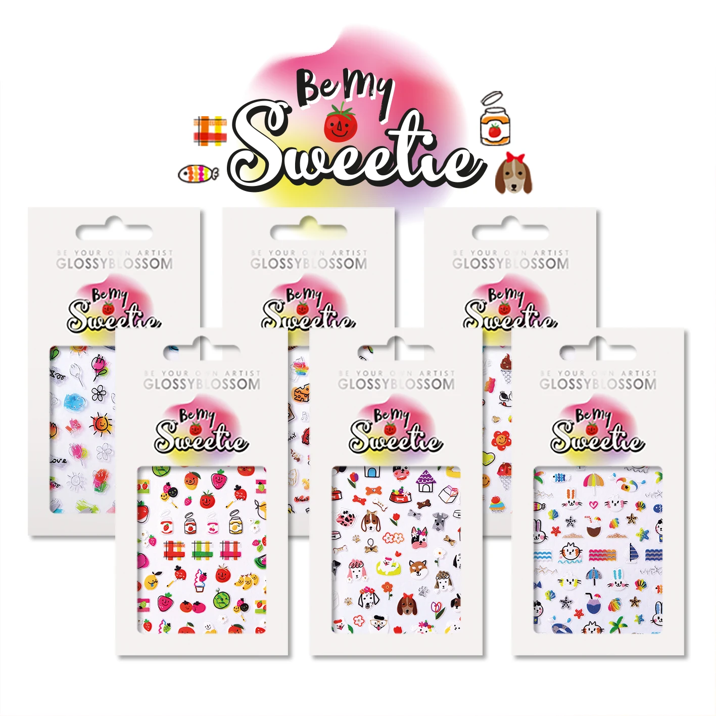 Be my Sweetie #69011 Wow, Aloha Cute lovely cat nail sticker Summer sea shell fish Beach Korea oem odm Nail polish uv gel art