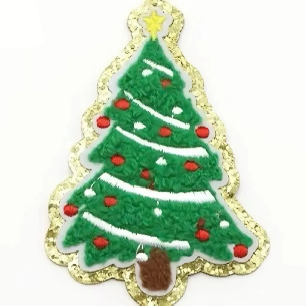 2024 Wholesale Bear Christmas Heat Press towel  Letters Chenille Patch Embroidery Logo Clothes Chenille Patches stick on