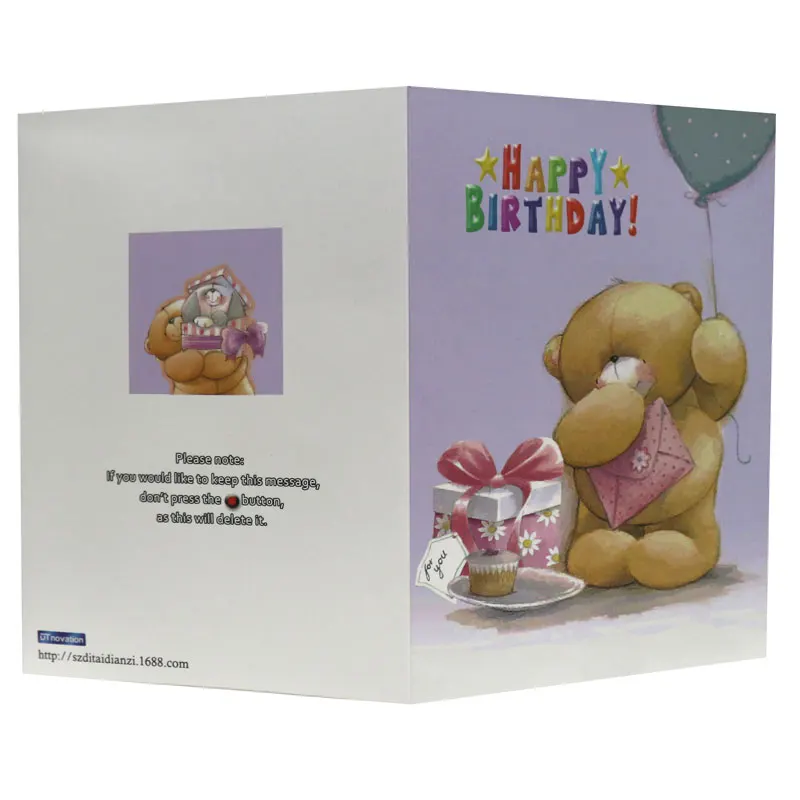 popular voice record music greeting card birthday gift cards with full color printing, birthday cards