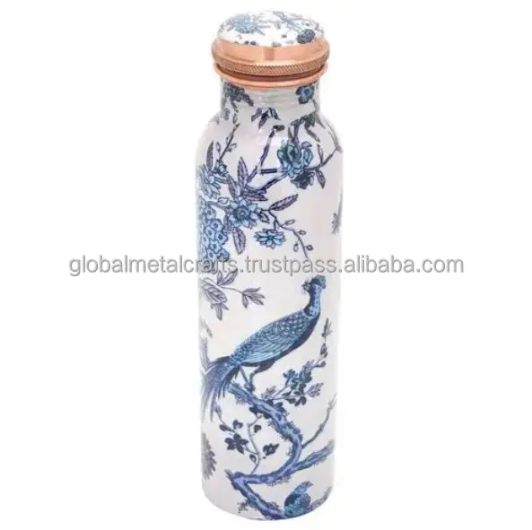 printed meena Pure Copper Water Bottle , Ayurveda herbal copper water bottle with health benefit,