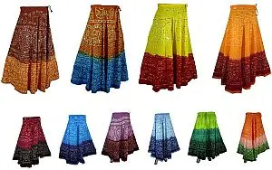 Sale hand stitched biggest variety traditional Indian tie die cotton bohemian hippy wrap long skirts for women