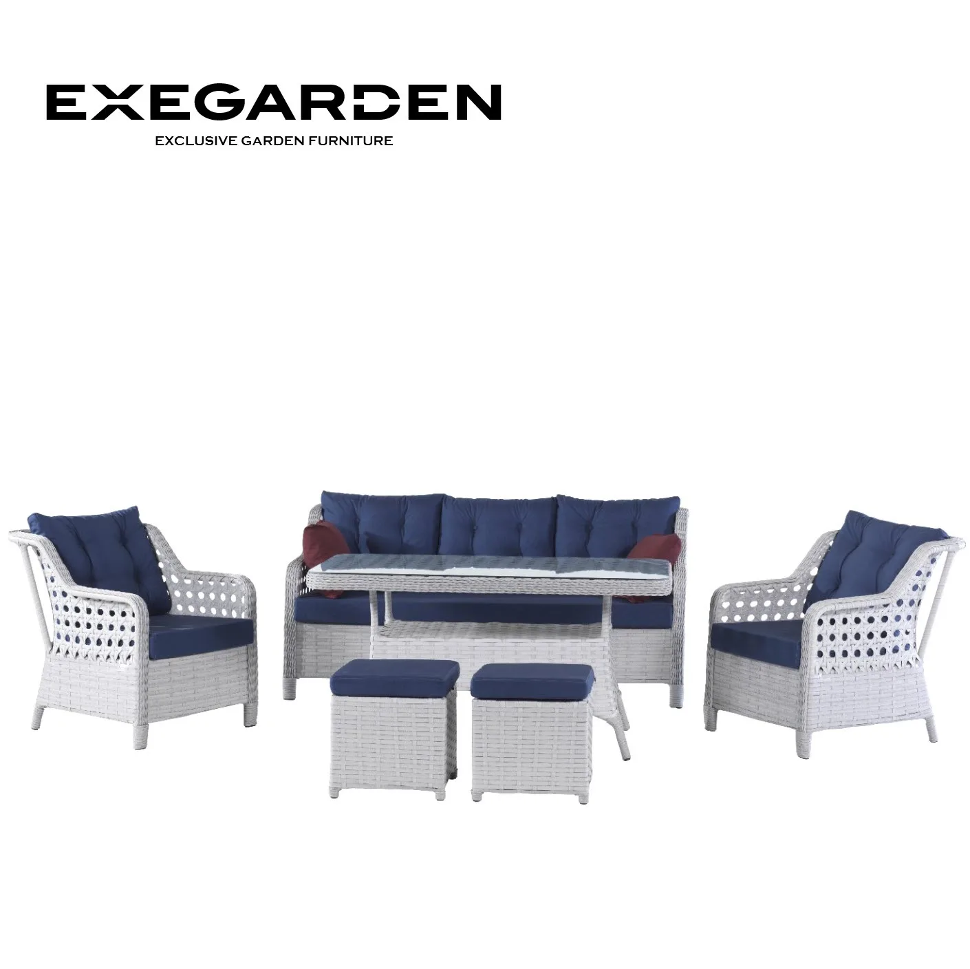 Rattan Garden Furniture Sofa Set with Rattan Sofa and Table Rattan Dining Furniture Set for Patio Outdoor Furniture