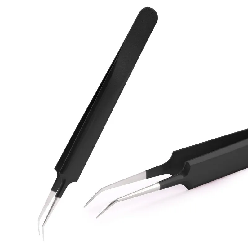 Private Logo Pointed Stainless Eyelash Extension Russia Volume Tweezers Eyebrow Tweezer Nippers Colorful Titanium