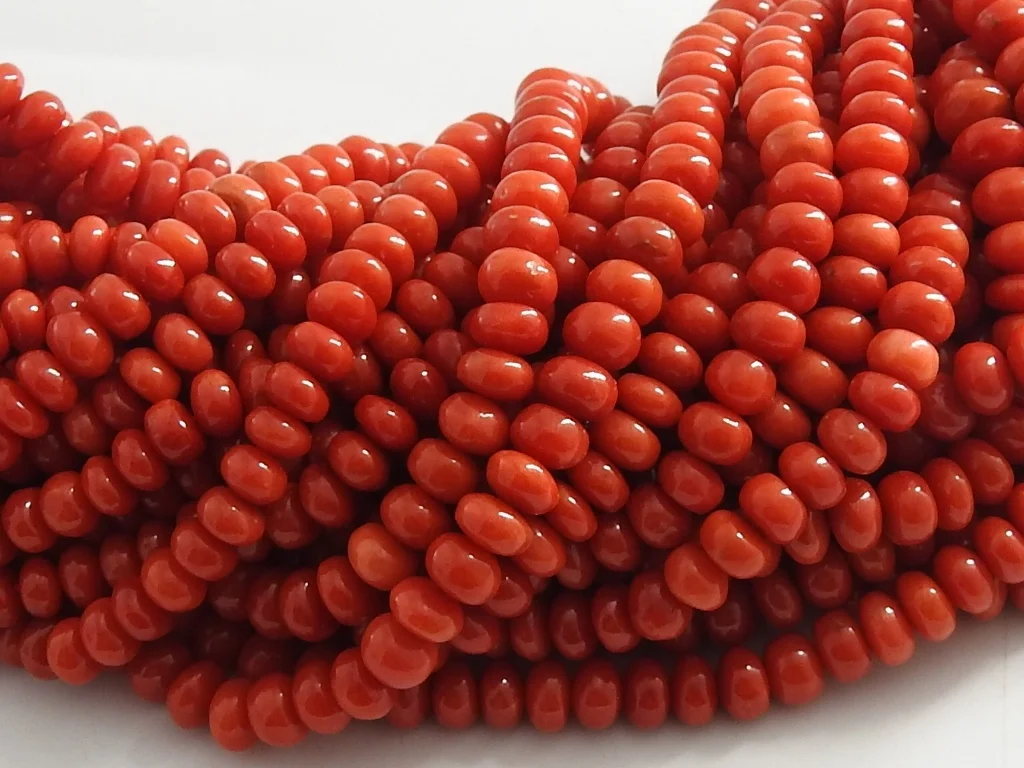 Italian Red Coral Smooth Roundel Bead Handmade Loose Stone For Making Jewelry Bracelet Necklace Wholesaler Supplies