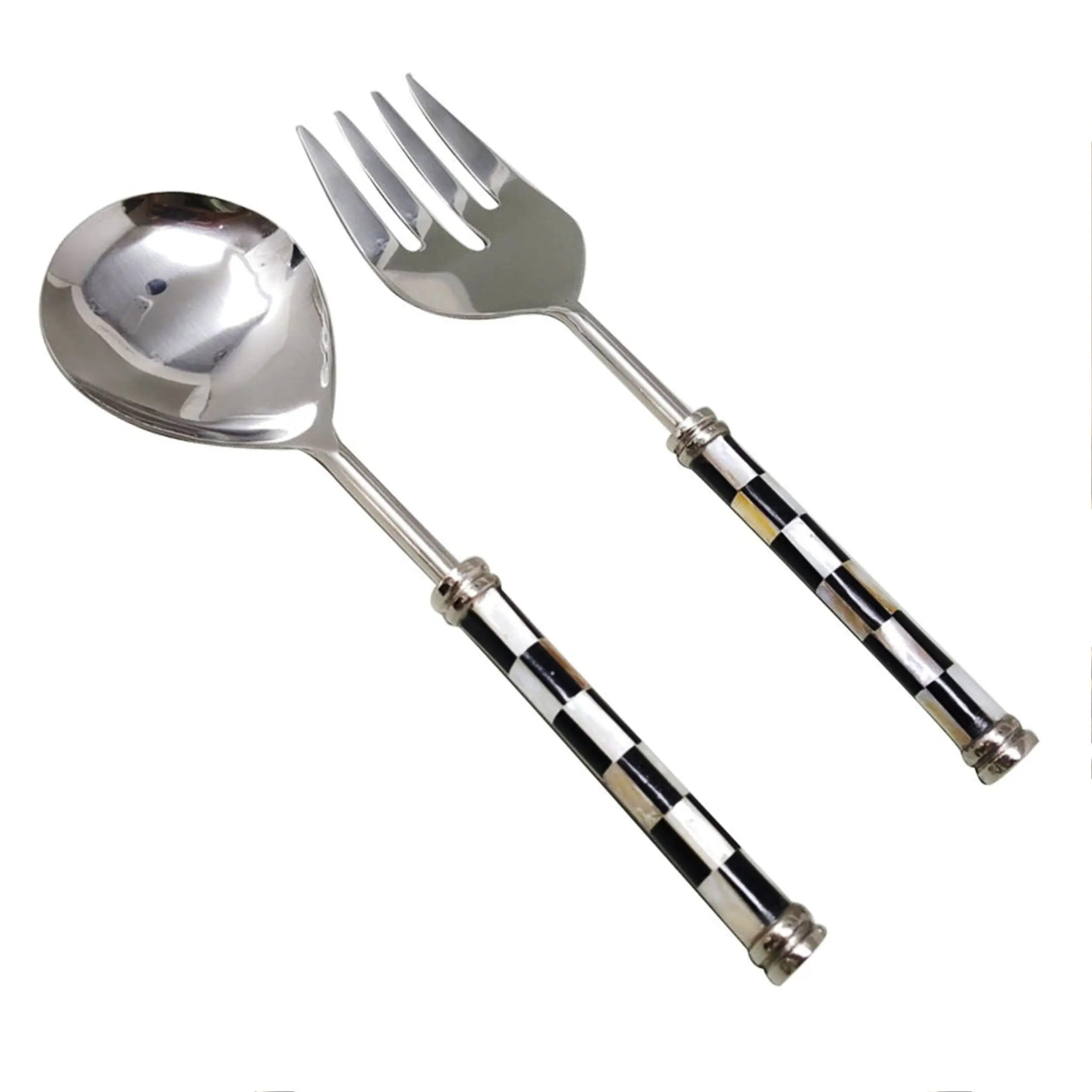 113 Customized Size & Color Resin Wooden Metallic Salad Servers 2 Piece Set High Quality Handmade Products Made In India