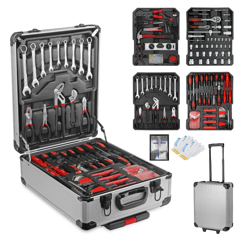 799pc Home DIY & Garage Mechanics Tool Kit Set Auto Sets in Professional Suitcase Box Cabinet Trolley Wheeled Case
