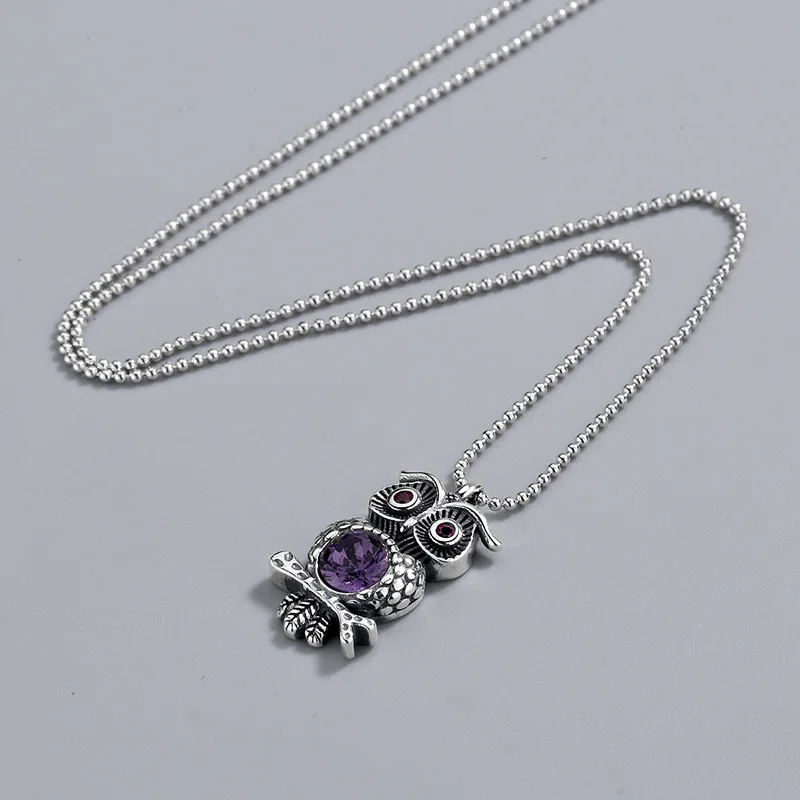 Lerca Factory Price High Quality Dropship Antique Jewelry 925 Sterling Silver CZ Owl Pendant Necklace
