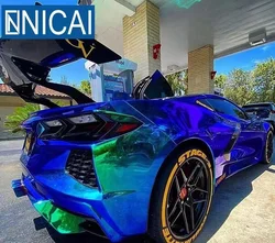 Rainbow Iridescent Holographic Vinyl Car Wrap 3 Layer Rainbow Chrome Metallic Vinyl Wrap Car Stickers Roll Film Car Wrap Vinyl