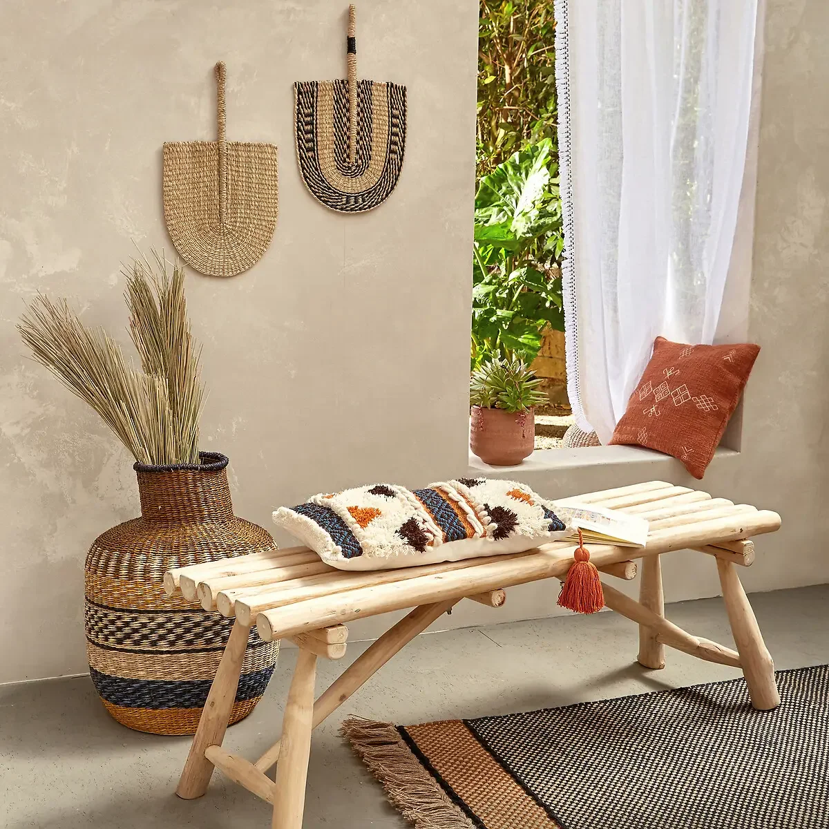 Boho Wicker Seagrass Vase Handwoven Natural Decorative for Home and Store