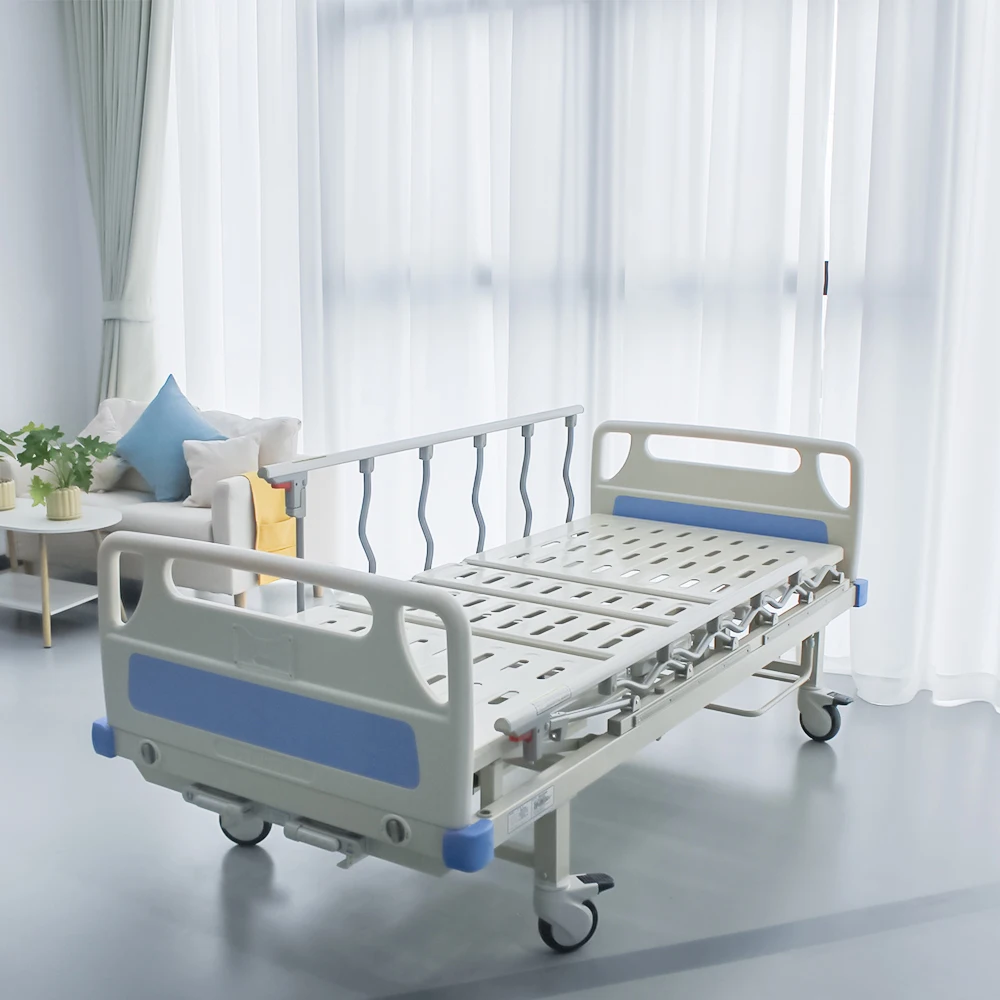 HAOHAN 040 hospital bed manufacturers hospital 3 crank functions manual medical bed aluminum side rail hospital  patient bed