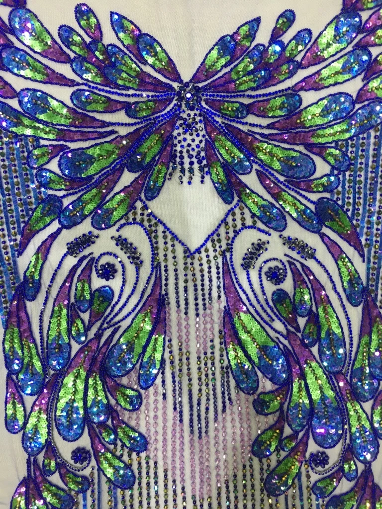 New Style Long Evening Hand Embroidered Unstiched Evening Dress with Handbeaded Sparkling fringes (unstitched Sample Display)