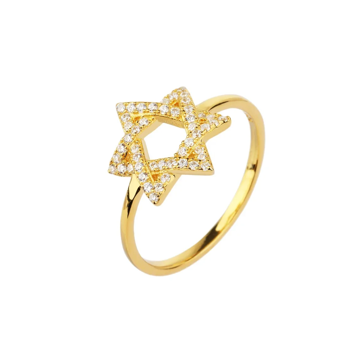 CZ Women Jewelry Gold Plated Jewish Isreal Sterling Silver 925 Ring Star Of David
