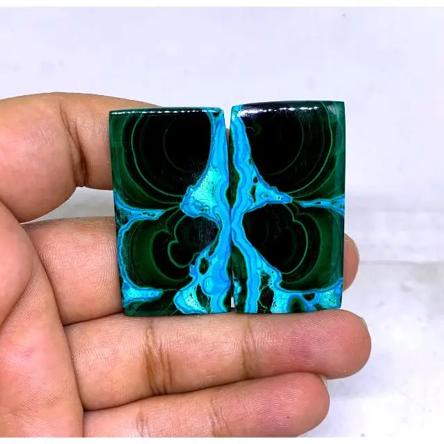 High Quality Rectangle Natural Smooth Malachite Gemstone Calibrated Size Both Side Flat Beads Stone For Making Jewelry